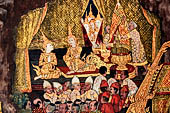 Bangkok Wat Arun - The wall murals inside the ubosot ordination hall illustrate the story of the last ten icarnation of Lord Buddha.  